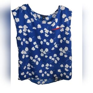 2022) Tommy Hilfiger Blue & White Floral Polyester Tank Size Medium